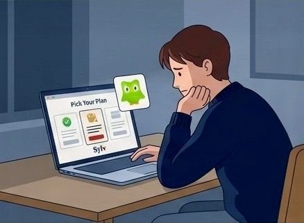Étudiant comparant les offres SylvAcademy sur un ordinateur